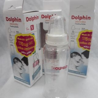 Bình sữa Dolphin cổ hẹp 260ml ( tặng 1 núm ti )