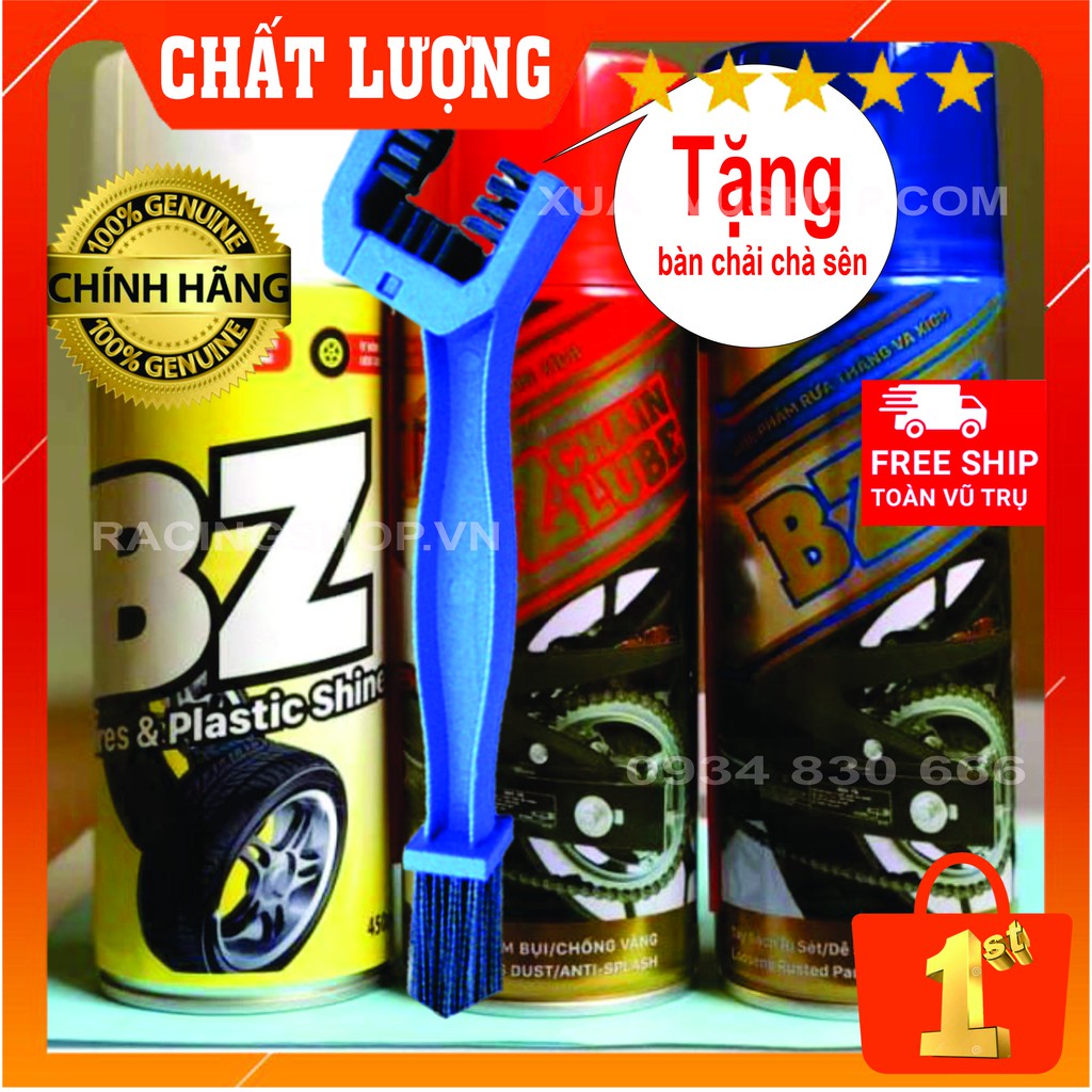 Dưỡng Sên + Rửa Sên + Dưỡng Bóng Vỏ Xe - 340g (450 ml ) BZ Chain Lube - Tires &amp; Plastic Shine - Giúp Xế Yêu HOÀN HẢO