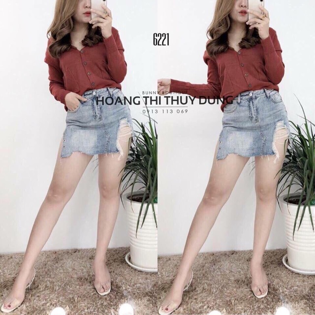 Áo len cổ tim quảng châu cao cấp