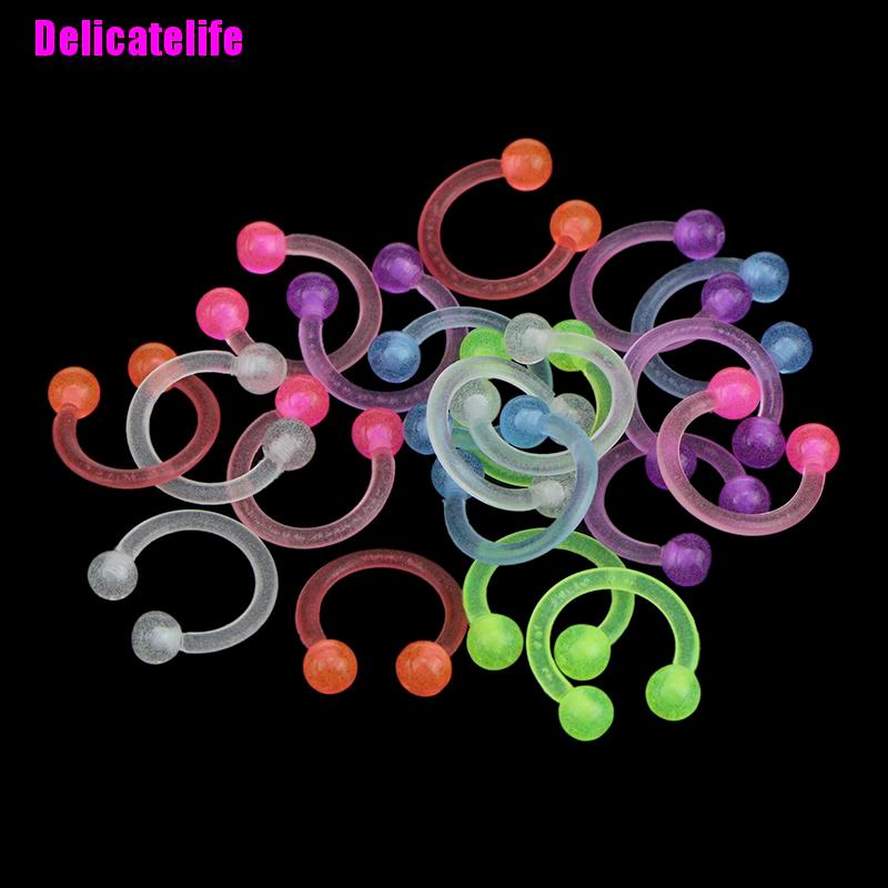 Bộ 10/20 khuyên xỏ mũi trang sức làm từ acrylic phản quang bắt mắt