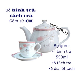 Bộ bình trà tách trà gốm sứ CK Việt Nam