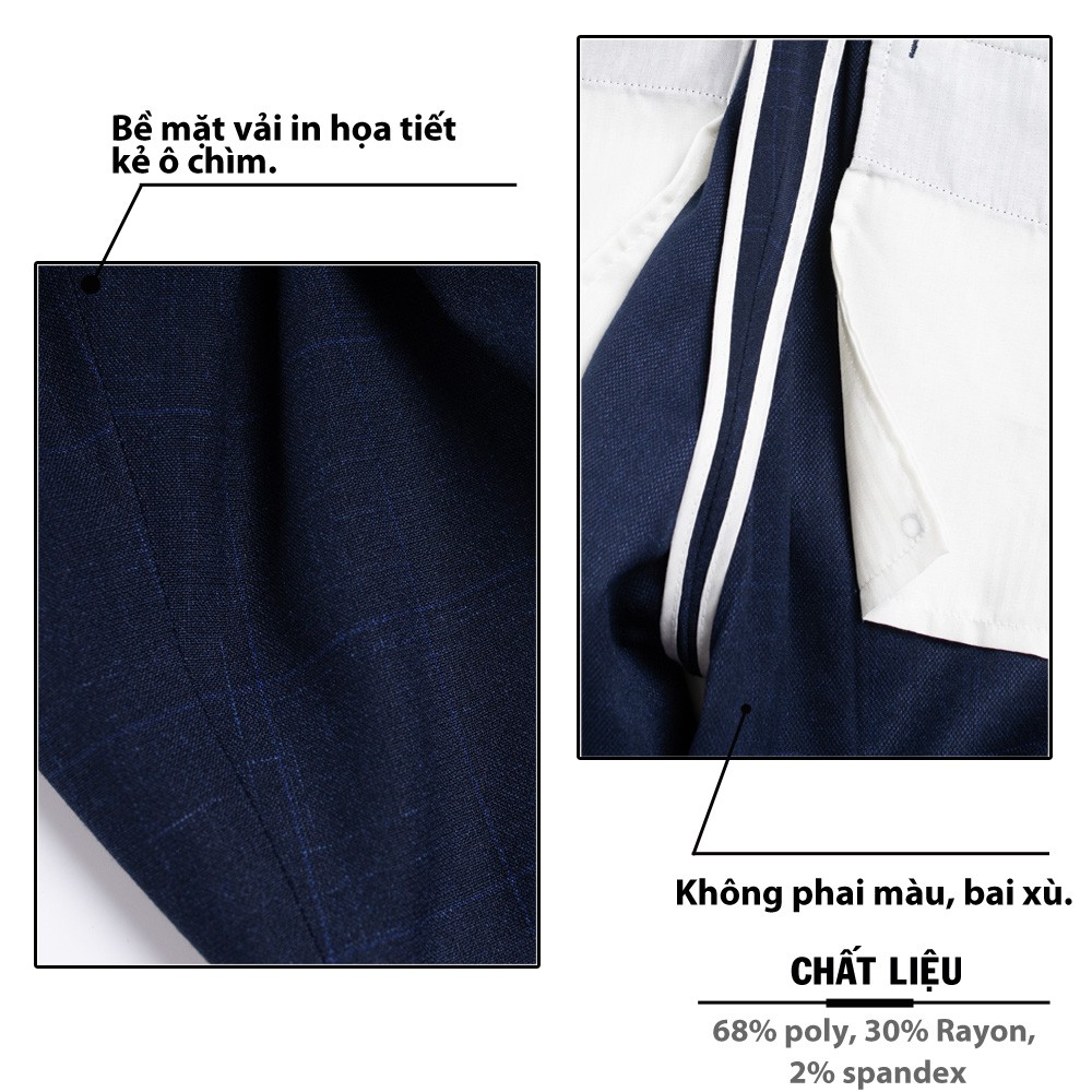Quần Âu Nam 5S Họa Tiết Kẻ Caro Màu Xanh Đen,  Dáng Ôm Vừa, Ít Nhăn, Thoáng Mát, Co Giãn Nhẹ (QAU0404S1XDE) | BigBuy360 - bigbuy360.vn