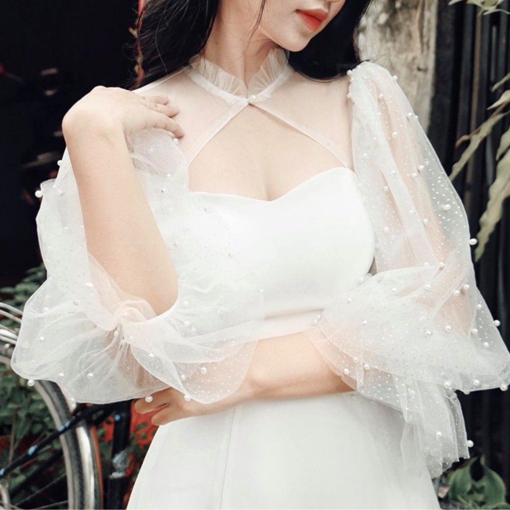 Đầm dự tiệc tay phồng đính hạt nữ tính tôn dáng | BigBuy360 - bigbuy360.vn