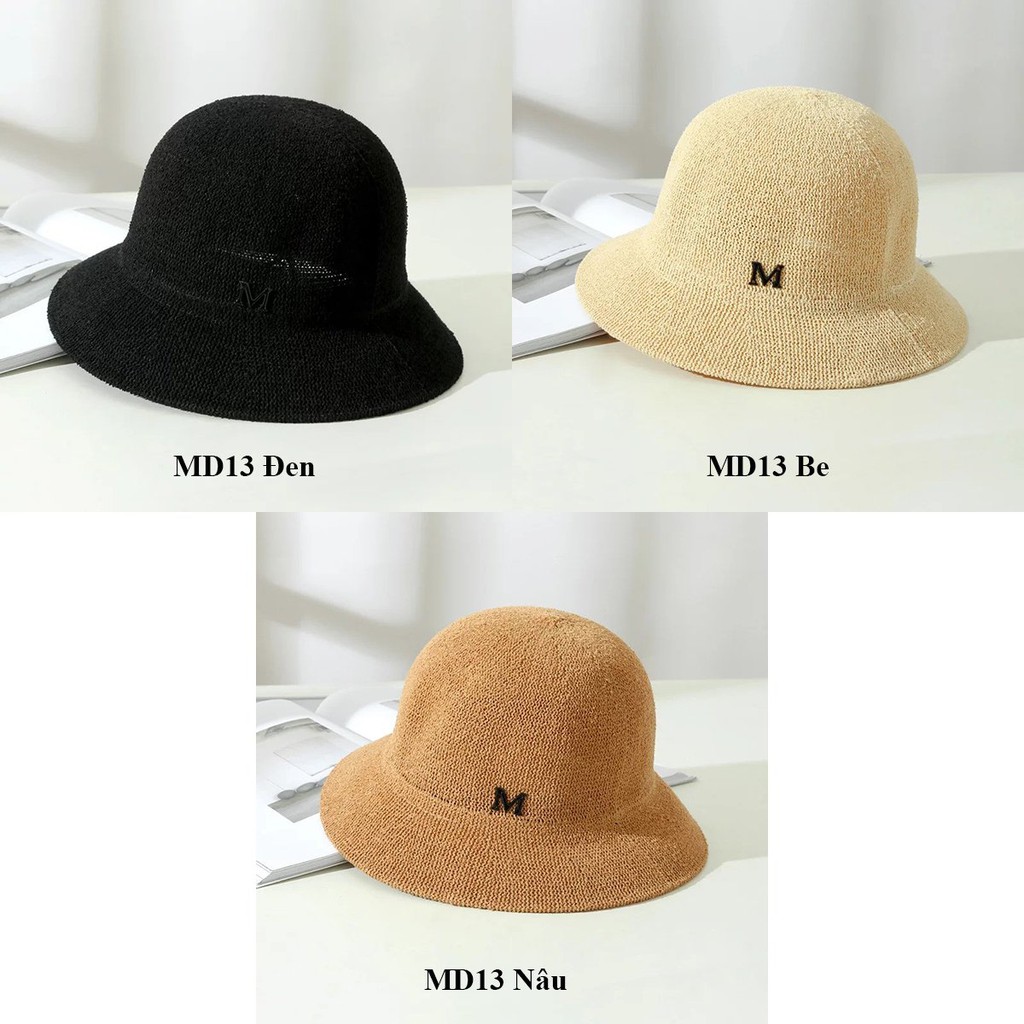 Mũ cói chữ M Mivino nón cói đi biển phong cách Hàn Quốc xinh xắn MD13