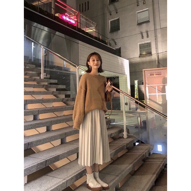 [ẢNH THẬT+VIDEO] Chân Váy Midi Dáng Dài Xếp Ly Cạp Chun Loại 1 | BigBuy360 - bigbuy360.vn