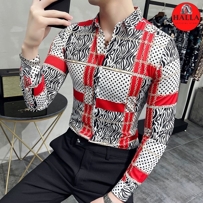 Áo sơ mi nam dài tay họa tiết kẻ ô vuông thời trang HALLA áo sơ mi kiểu công sở hot