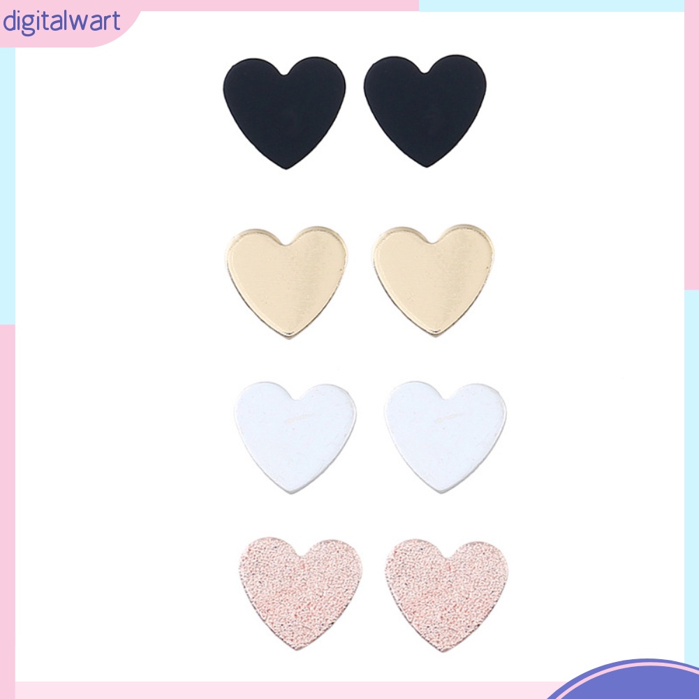 Set 4 Đôi Khuyên Tai Kim Loại Hình Trái Tim Thời Trang Cho Nữ