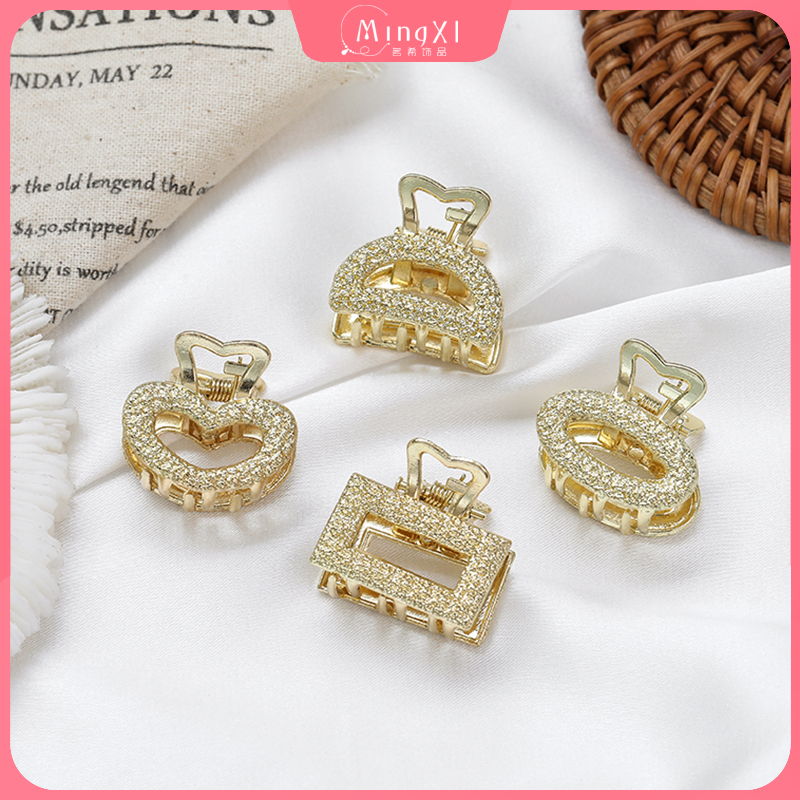 Kẹp Tóc Kim Loại Mini Hình Oval/Vuông Dễ Thương Phong Cách Hàn Quốc Cho Bé Gái