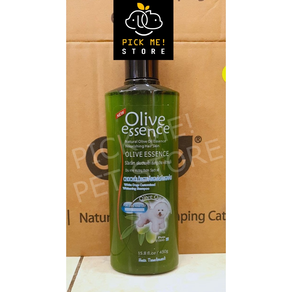 Sữa tắm cho Chó Mèo Olive Essence 450ml |Oliu |Ôliu |Ô liu - Poodle, Lông trắng, Lông tối màu, Dưỡng lông, Mềm mượ