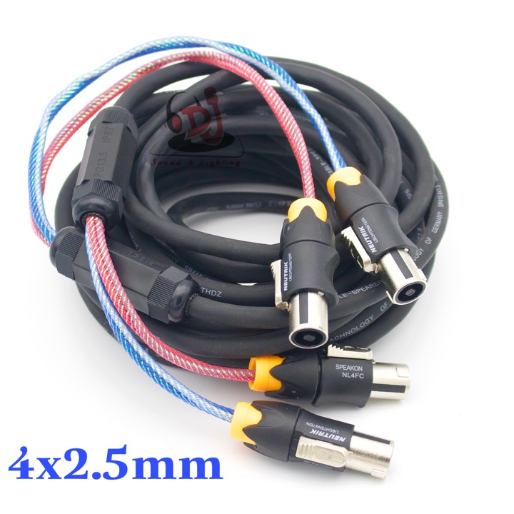 Dây loa âm thanh sân khấu 4 ruột 2.5mm dài 10m, dây loa Sommer đồng nguyên chất,01 dây thành phẩm có Jack speakon