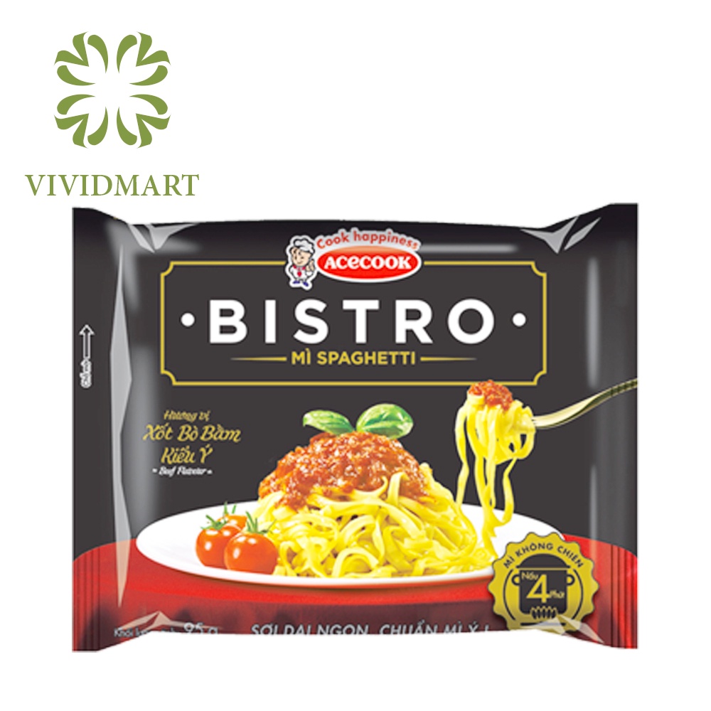 MÌ SPAGHETTI BISTRO KIỂU Ý 2 HƯƠNG VỊ: XỐT BÒ BẰM, SỐT KEM PHOMAI   – GÓI 95g – ACECOOK
