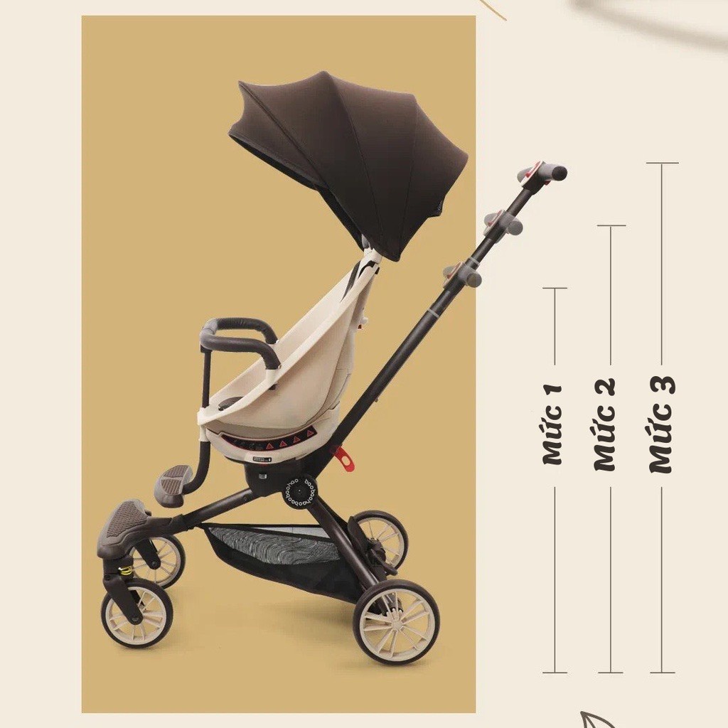 Xe Đẩy Gấp Gọn BAOBAOHAO V18 Kèm Gối Da Và Đệm Ngồi Ngã Lưng Với 5 Chế Độ Có Mái Vòm - Hàng Chính Hãng