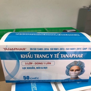 Khẩu trang y tế tanaphar 3 lớp hộp 50 cái