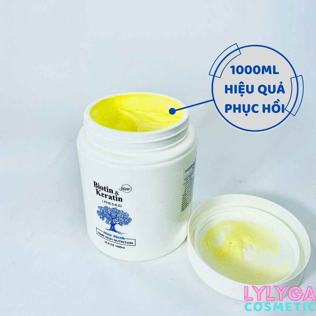 Kem ủ tóc BIOTIN KERATIN 1000ML Hair mask Mặt nạ tóc Ủ hấp tóc cung cấp BIOTIN KERATIN chăm sóc tóc tại nhà UT14