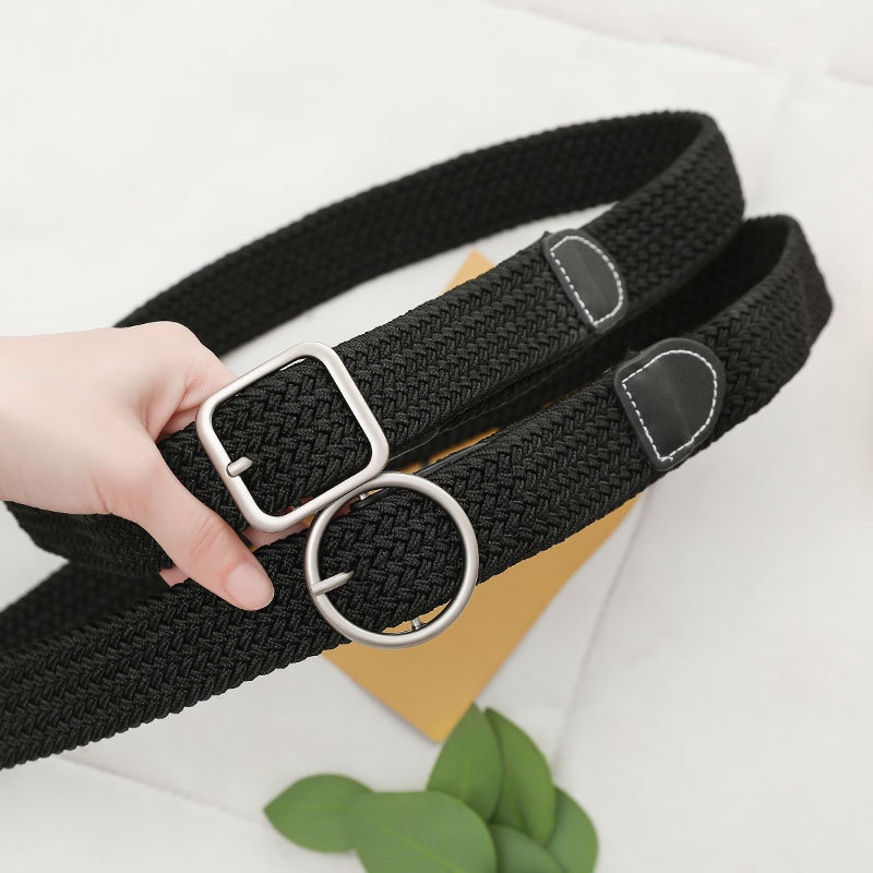 Thắt Lưng Vải Canvas Dệt Khóa Vuông Đơn Giản Có Thể Điều Chỉnh Thời Trang Unisex