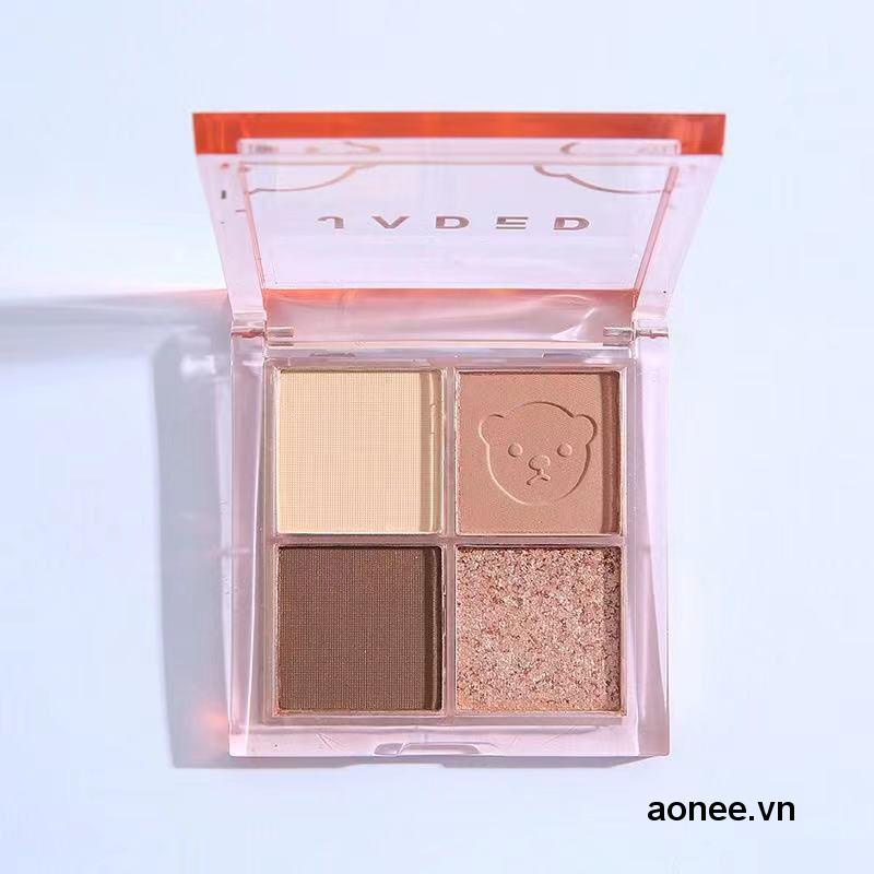 ✨✨Bảng phấn mắt 4 màu họa tiết gấu đáng yêu trang điểm màu nude hiệu ứng sequin ánh ngọc trai có độ bóng cao