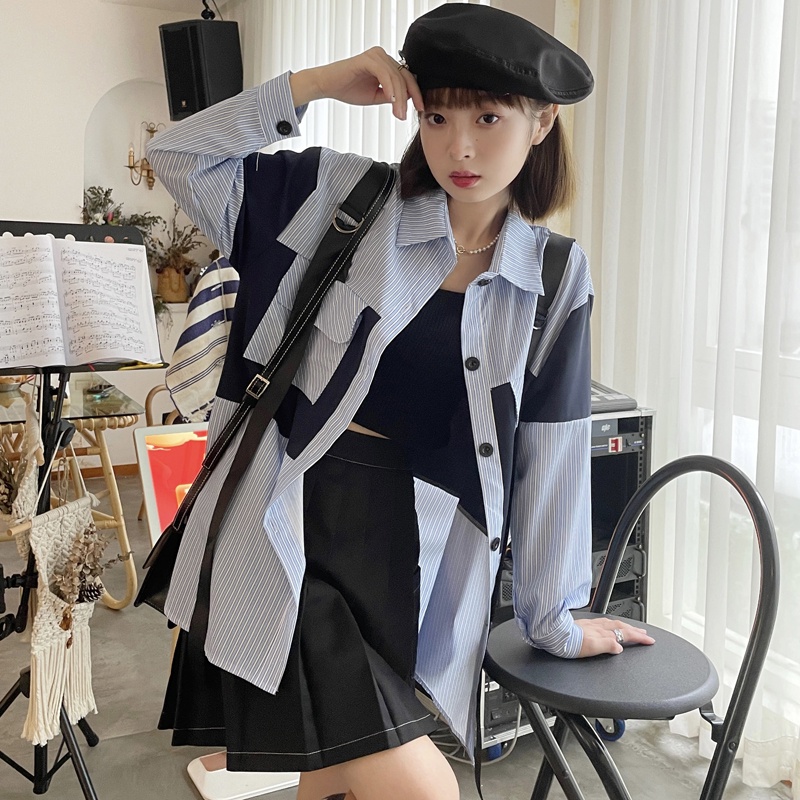 Áo Sơ Mi Dài Tay Kẻ Sọc Thiết Kế Mới Thời Trang Mùa Thu Cho Nữ 2022