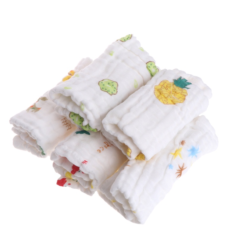 Bộ 5 Khăn Tắm Bằng Cotton Tự Nhiên Hình Vuông Cho Bé