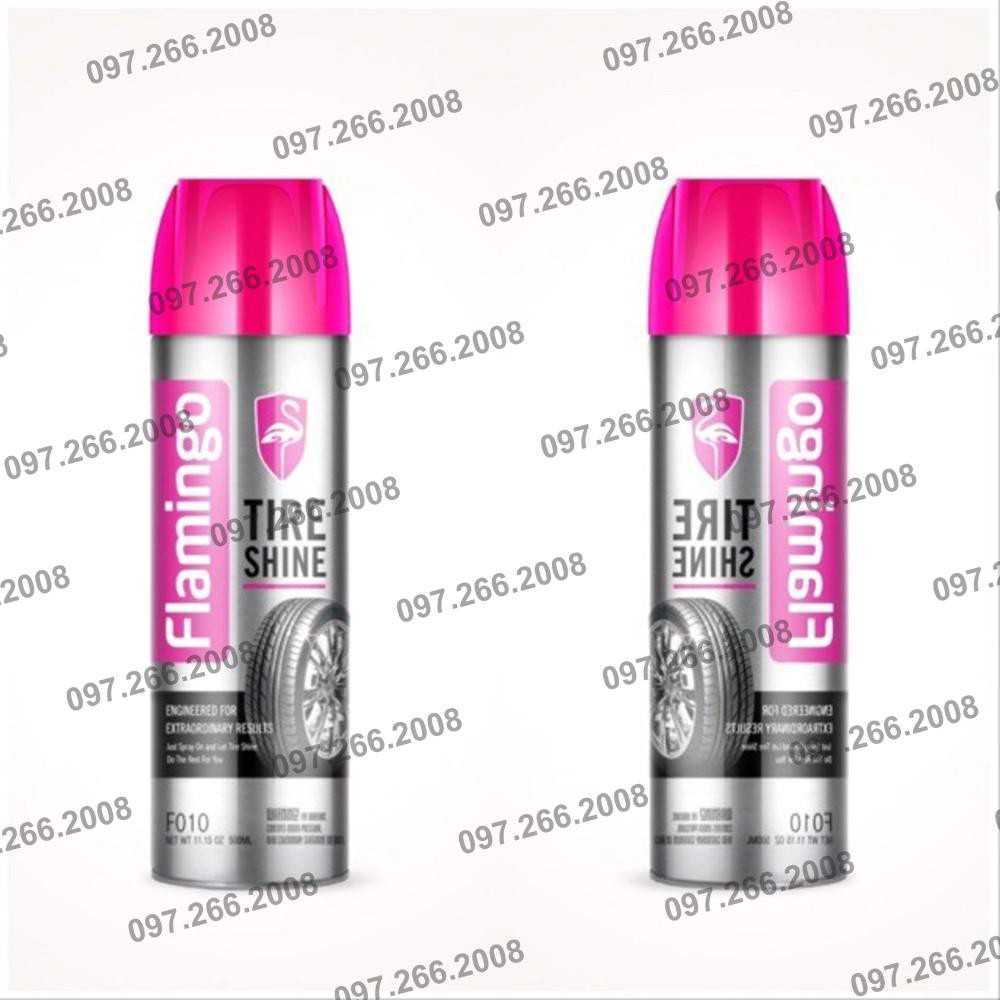 Xịt dưỡng bóng lốp và phục hồi nhựa đen - Flamingo F010 500ml hàng chính hãng