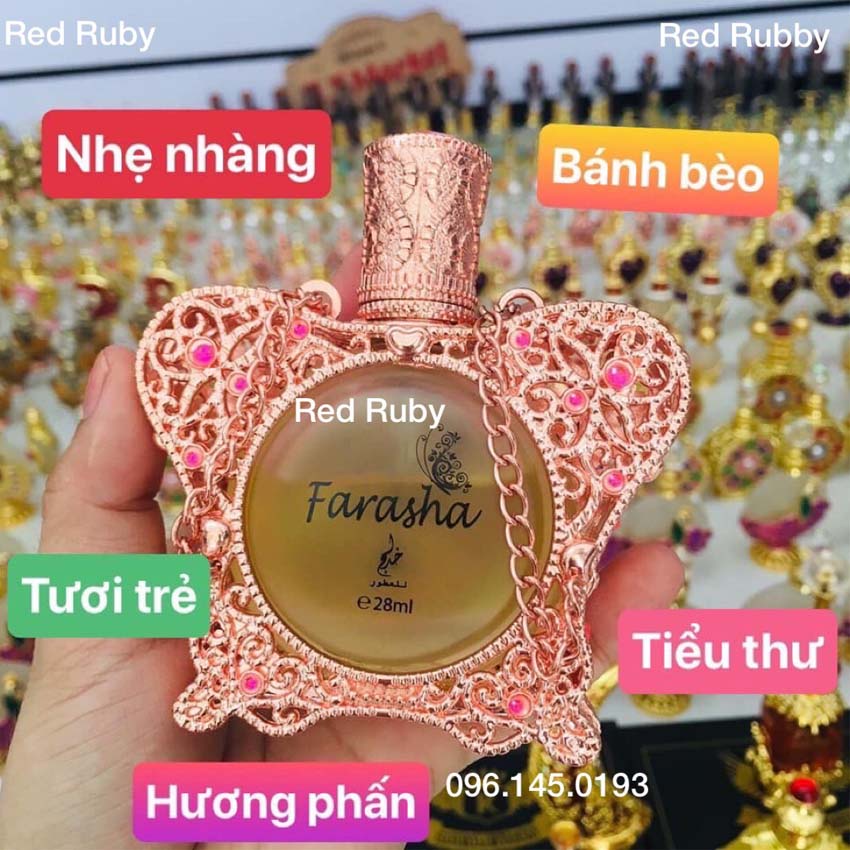 [Mẫu thử 4ml]Tinh Dầu Nước Hoa Dubai Farasha Atyaab Nội Địa Chính Hãng Cao Cấp, Dầu thơm Dubai, Red Rubby