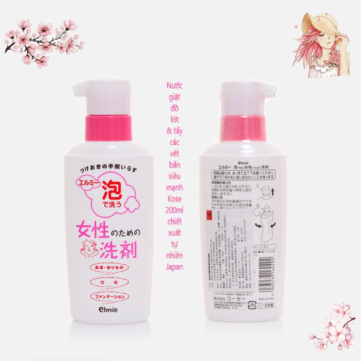 NƯỚC GIẶT ĐỒ LÓT PHỤ NỮ ELMIE CỦA NHẬT CHAI 200ML - HÀNG NỘI ĐỊA NHẬT