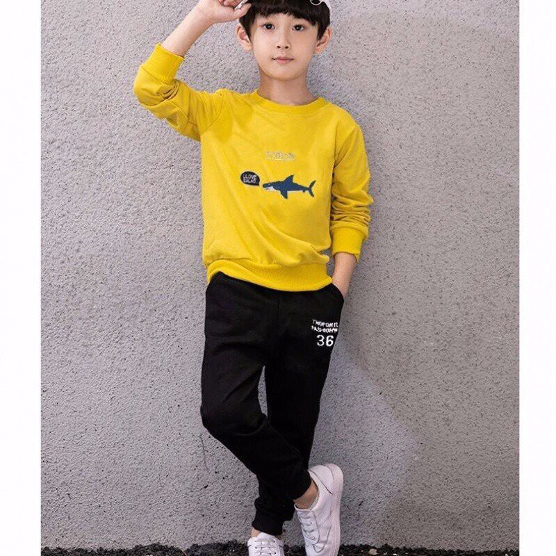 Bộ quần áo thu đông mã "C.Á M.Ậ.P" 14-17kg cho bé trai từ 4-14 tuổi . Thiết kế đẹp, phong cách. STB25