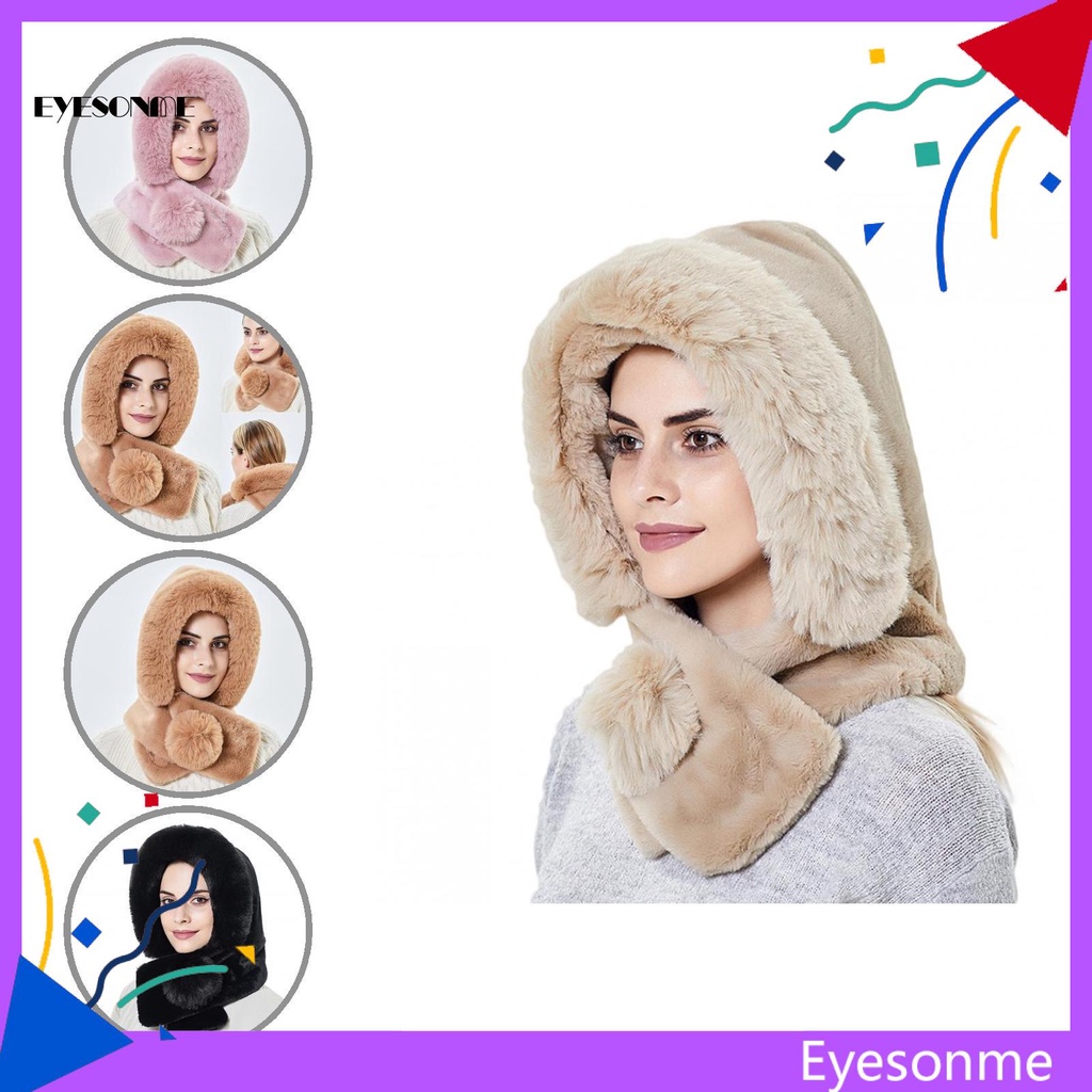 Mũ trùm may liền khăn quàng cổ giữ ấm thời trang mùa lạnh độc đáo