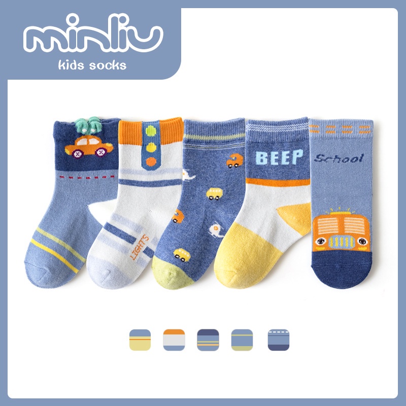 Set 5 Đôi Tất Cho Bé Trai Bé Gái Từ 1-12 Tuổi 100% Cotton Hàng Xuất Nhật Tất Trẻ Em Siêu Mềm Mịn PK74