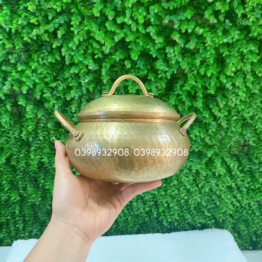 NỒI ĐỒNG 16 x 17 x 14 cm nặng 600 gr  CHẤT LIỆU BẰNG ĐỒNG 100%