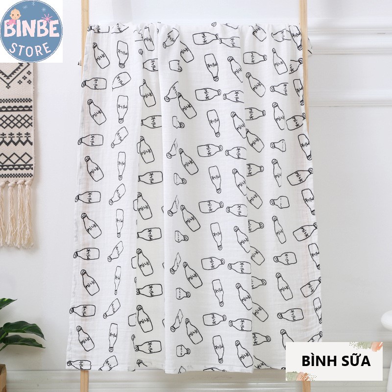 Khăn tắm cho bé, Khăn quấn bé sơ sinh Muslin đa năng size 110*120 mềm mại, thấm nước tốt