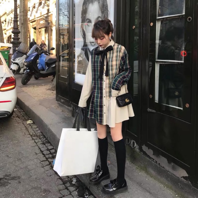 ORDER - ĐẦM SƠ MI MIX CARO ULZZANG BIGSIZE 3XL ( Có ảnh thật ) | BigBuy360 - bigbuy360.vn