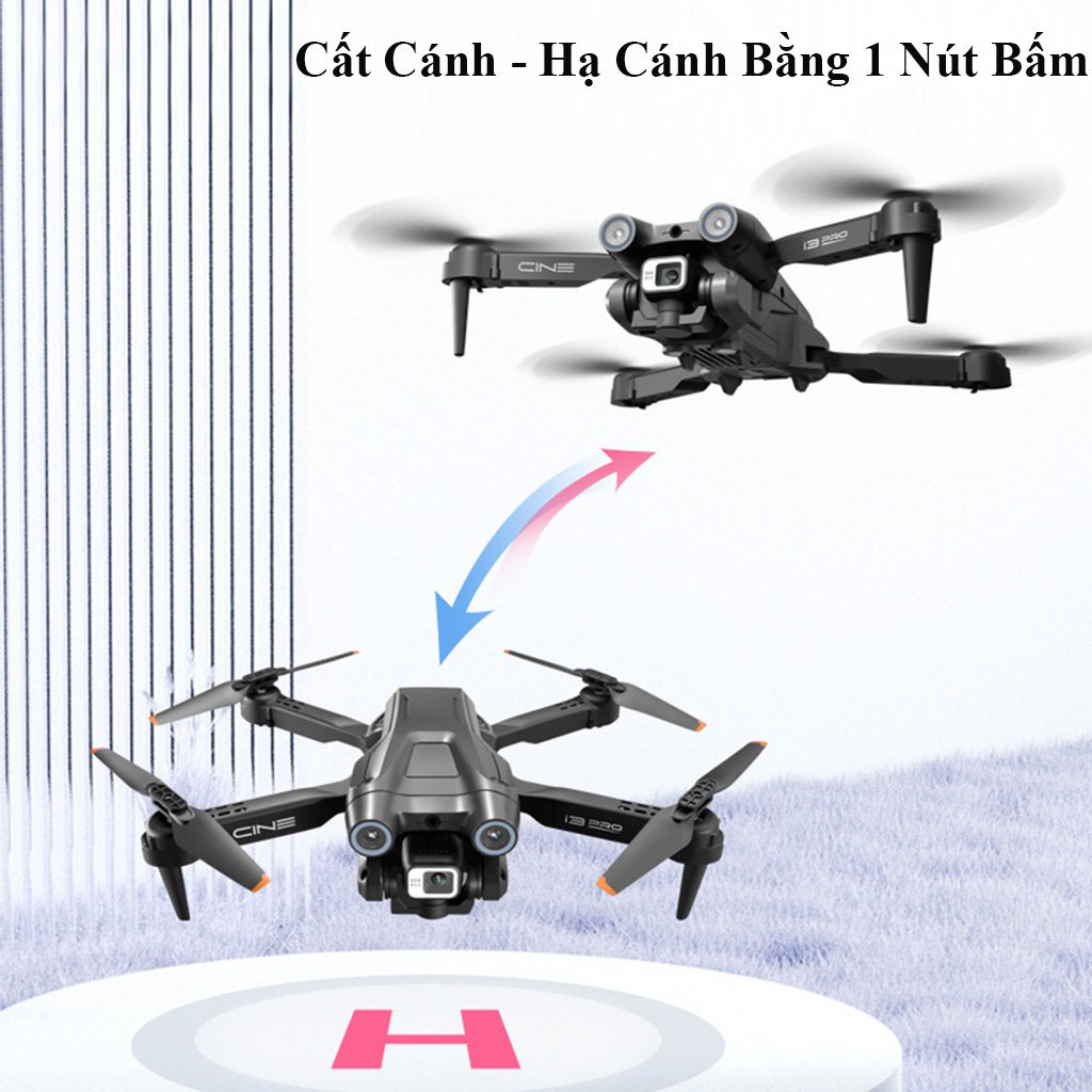 May bay dieu khien tu xa I3 - Pro Camera 4K HD kết nối wifi qua Smart phone, Flycam trang bị cảm biến va chạm 4 chiều
