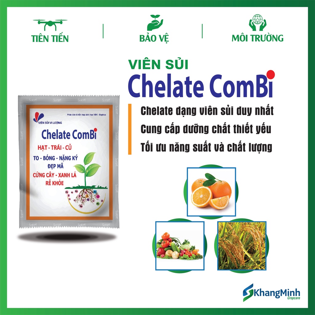Phân bón lá Chelate Combi dạng viên sủi 10g - To trái, bóng trái, nặng ký, đẹp mã, tăng năng suất & chất lượng cây trồng