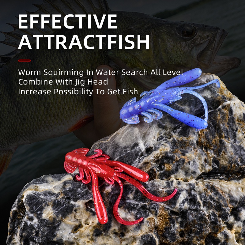 Túi 15 Mồi Câu Cá Giả Hình Tôm Mềm 4cm 1.6g