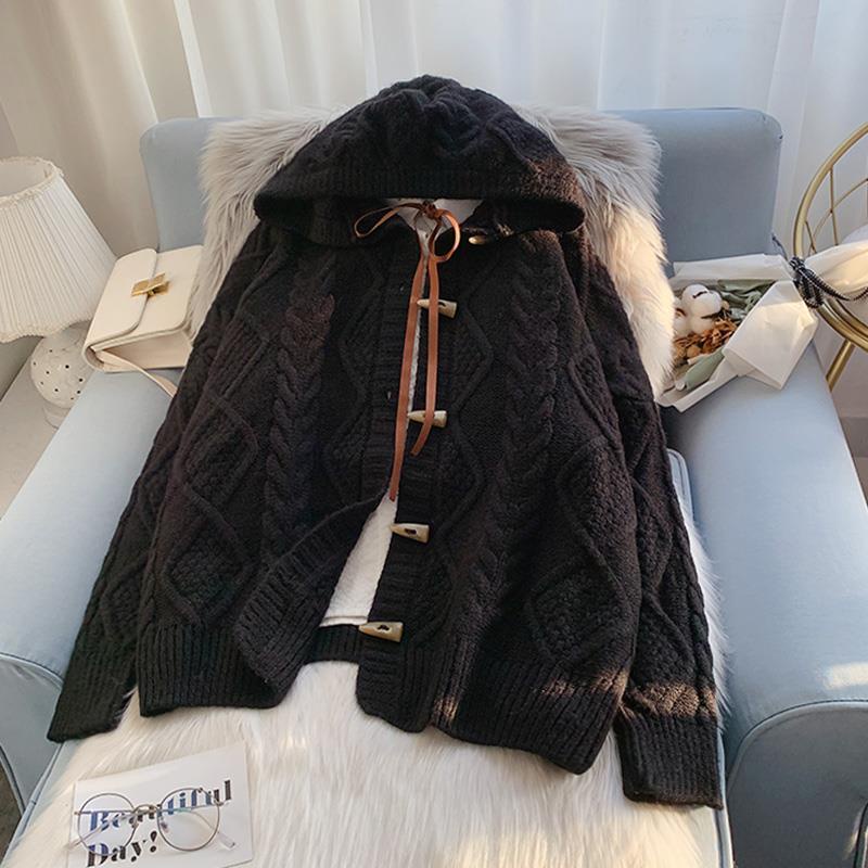 HAPPY HOMLIV Áo khoác Cardigan Áo len dày hai lớp dành cho phụ nữ