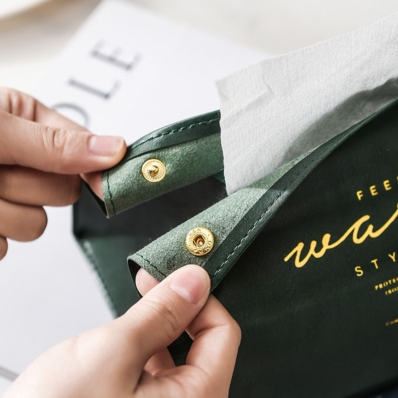 Hộp Đựng Khăn Giấy Để Bàn Bằng Da Thiết Kế Đơn Giản