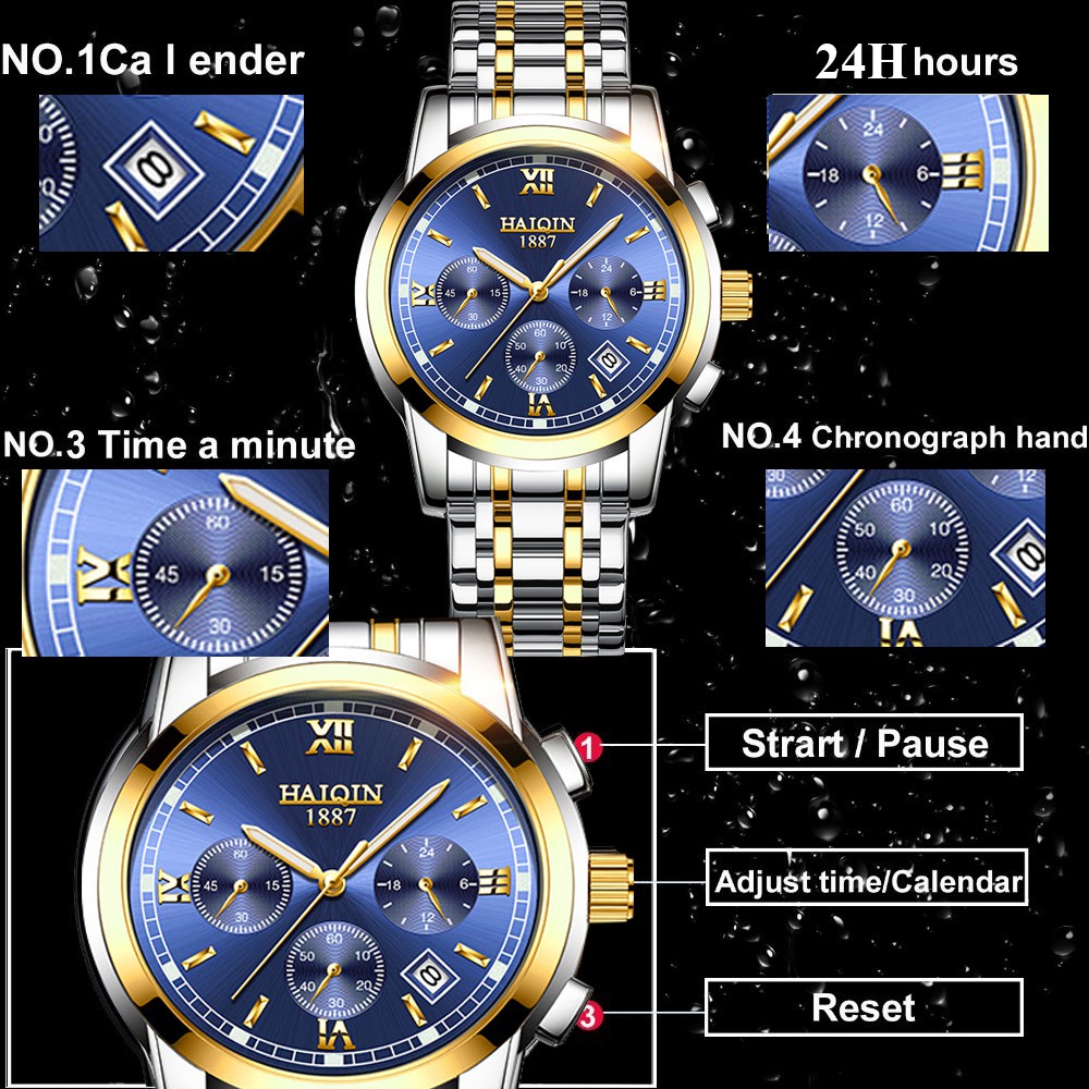 (ĐẲNG CẤP) Đồng Hồ Nam Chạy 6 Kim HAIQIN Máy Nhật Phong Cách Châu Âu Kim Dạ Quang_Dây Đúc ĐẶc_ Full Box | BigBuy360 - bigbuy360.vn