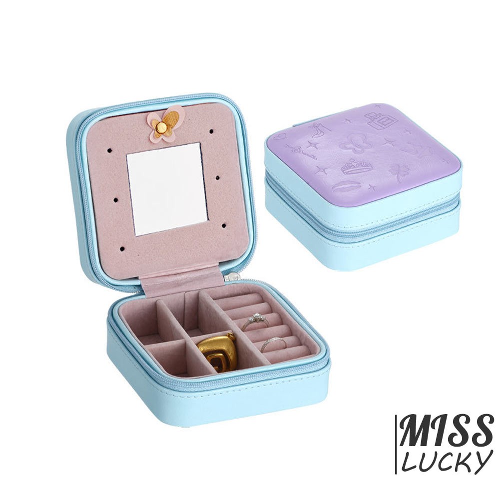 Hộp đựng đồ trang sức 10*10*5cm bằng PU nhỏ gọn tiện dụng