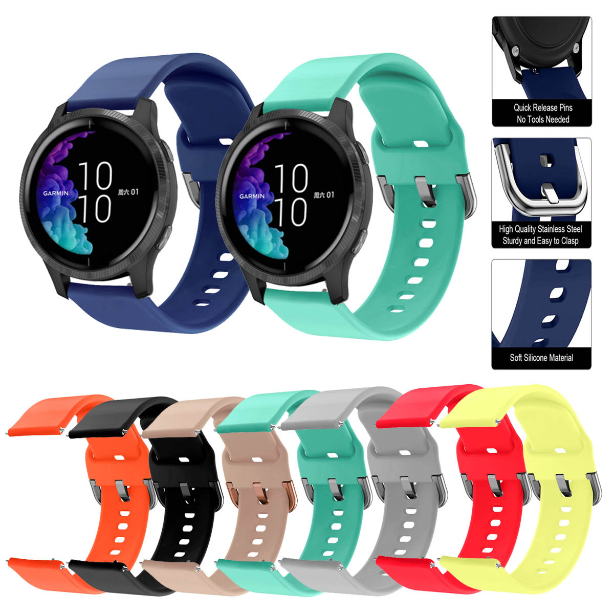 Soft Silicone Strap Band for Garmin Venu Sq