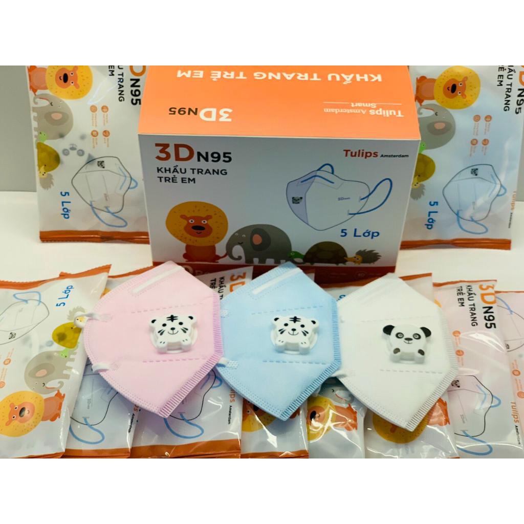1 hộp Khẩu trang 3D N95 Tulips cho bé , N95 trẻ em chống bụi PM2.5 có Van - không van - Chika