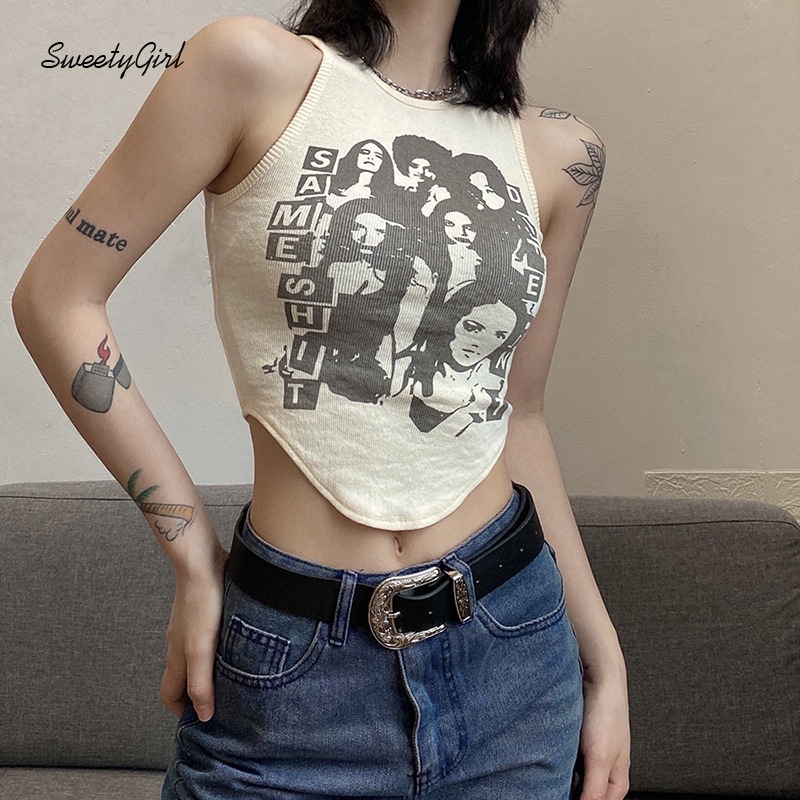 Áo Tank Top Cổ Tròn In Họa Tiết Hoạt Hình Thời Trang 2022 Cho Nữ