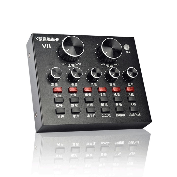 Soundcard V8 Autotune chuyên livestream tích hợp Bluetooth Bản Tiếng Anh/Tiếng Việt