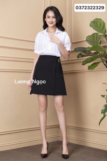 Chân váy chữ A vạt lệch phối đai | BigBuy360 - bigbuy360.vn