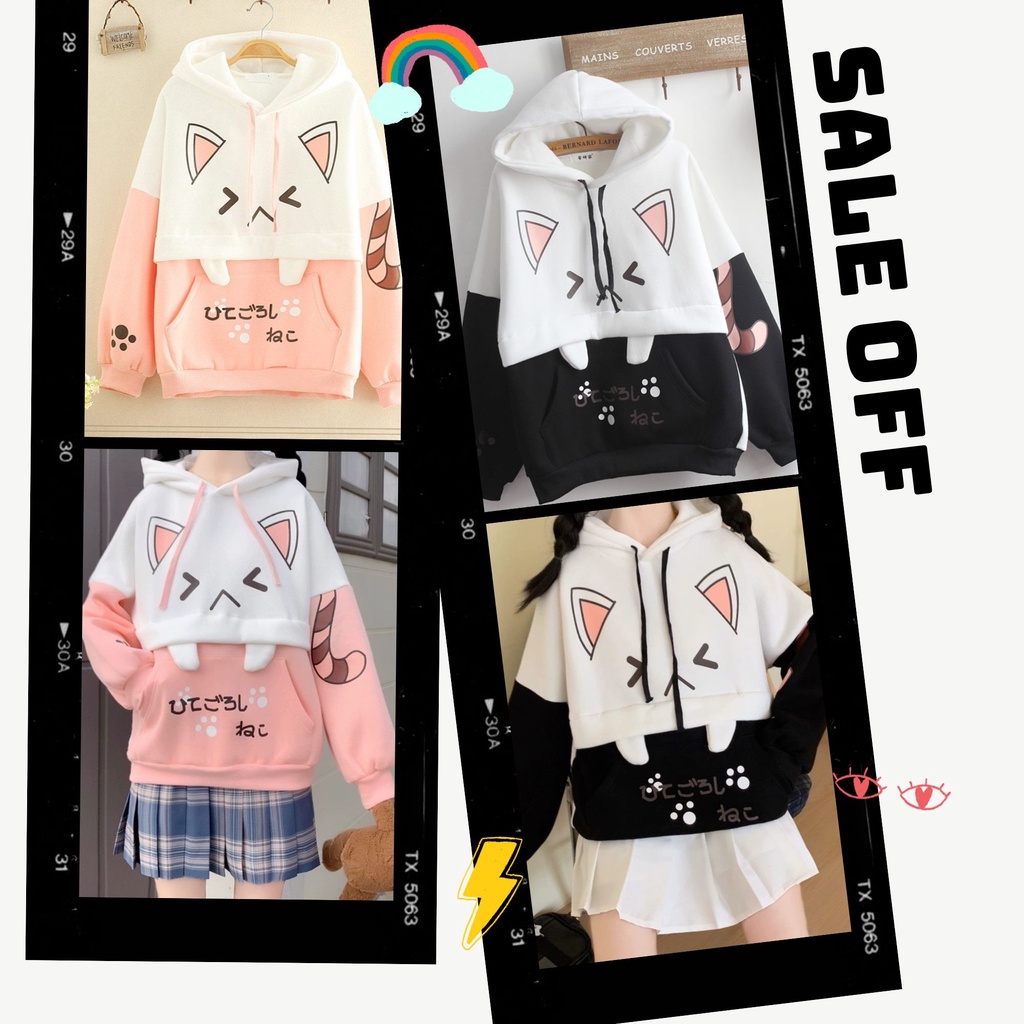 Áo Hoodie mèo nhật 2 màu cực xinh | BigBuy360 - bigbuy360.vn