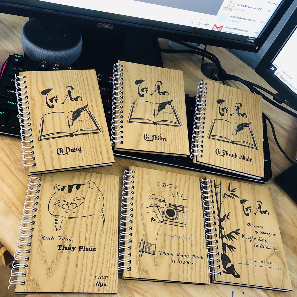 Sổ tay Notebook khắc hình heo dễ thương - Khắc tên theo yêu cầu