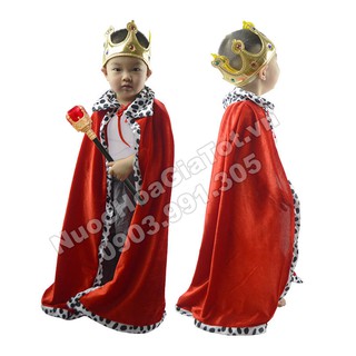 Phụ kiện vương miện quyền trượng áo choàng hóa trang nhân vật nhà vua bé trai Halloween 2020