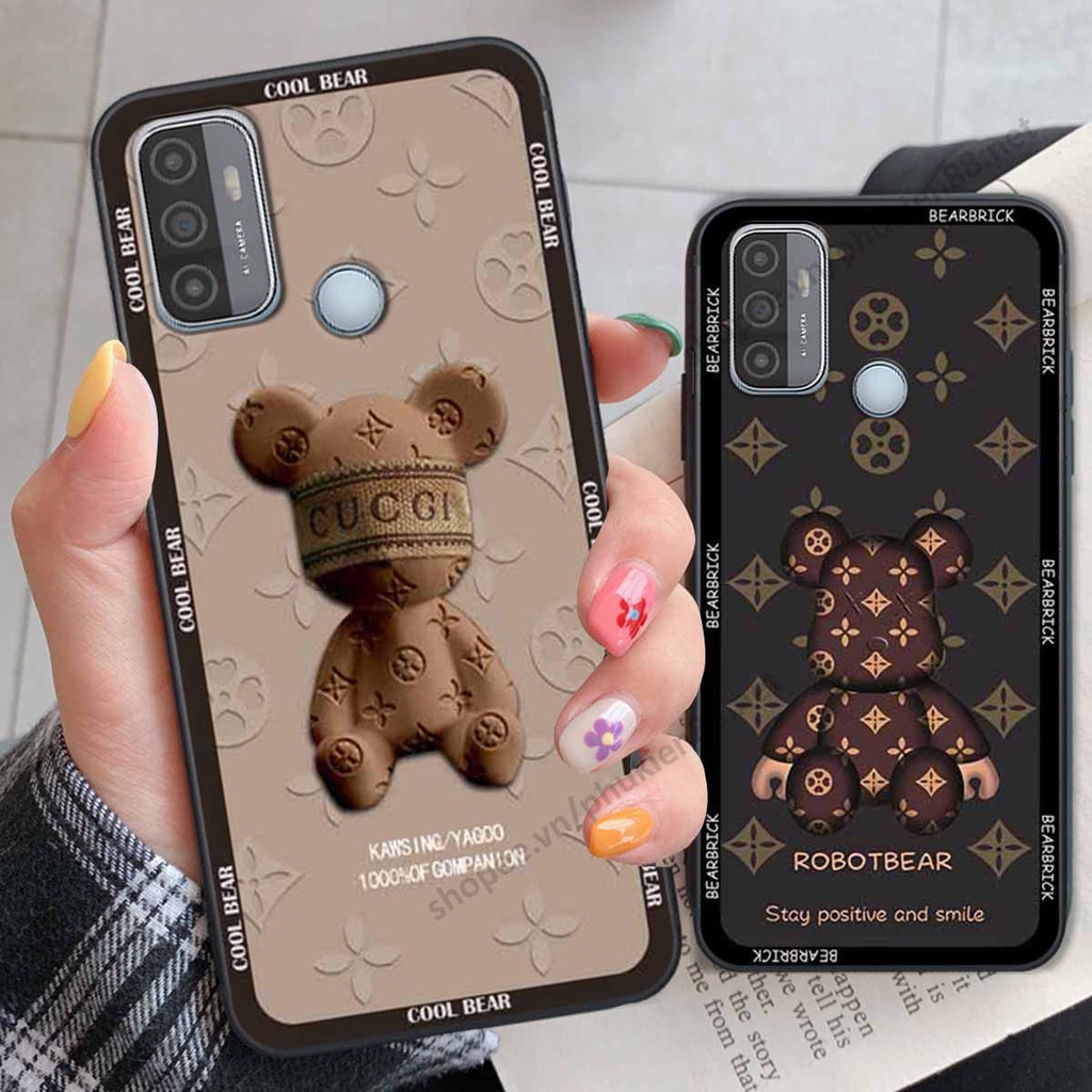 Ốp Oppo A53 bear, k@ws thương hiệu phong cách ốp lưng thời trang cao cấp
