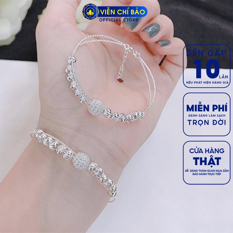 Lắc tay bạc nữ bi tròn óng ánh chất liệu bạc 925 thời trang phụ kiện trang sức Viễn Chí Bảo L400498