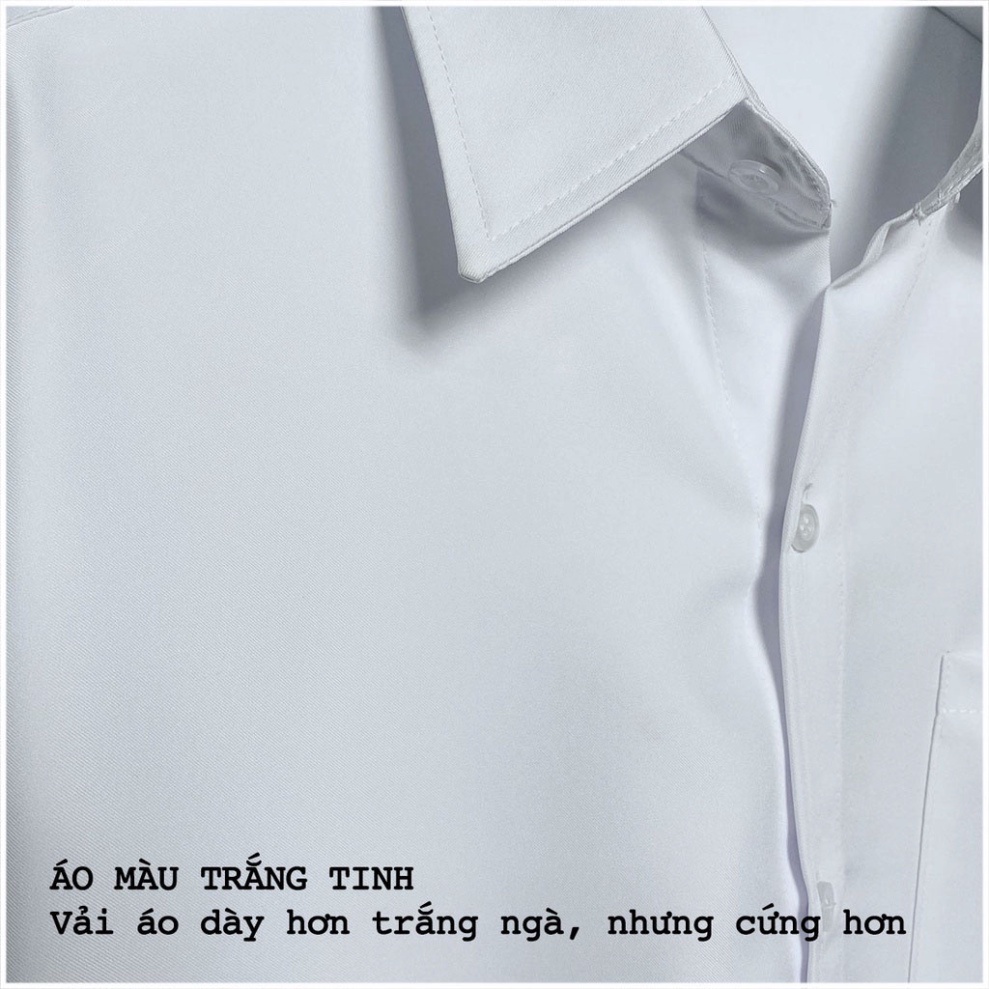 Áo sơ mi nam nữ dài tay Unisex Basic TRƠN Form rộng màu trắng và đen Chất cotton lụa mịn mát Bigsize,Áo sơ mi unisex SM1