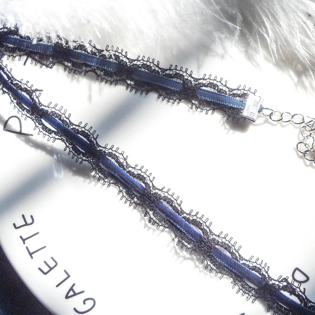 Vòng Cổ choker Dây Nhung Phối Ren Phong Cách Hàn Quốc